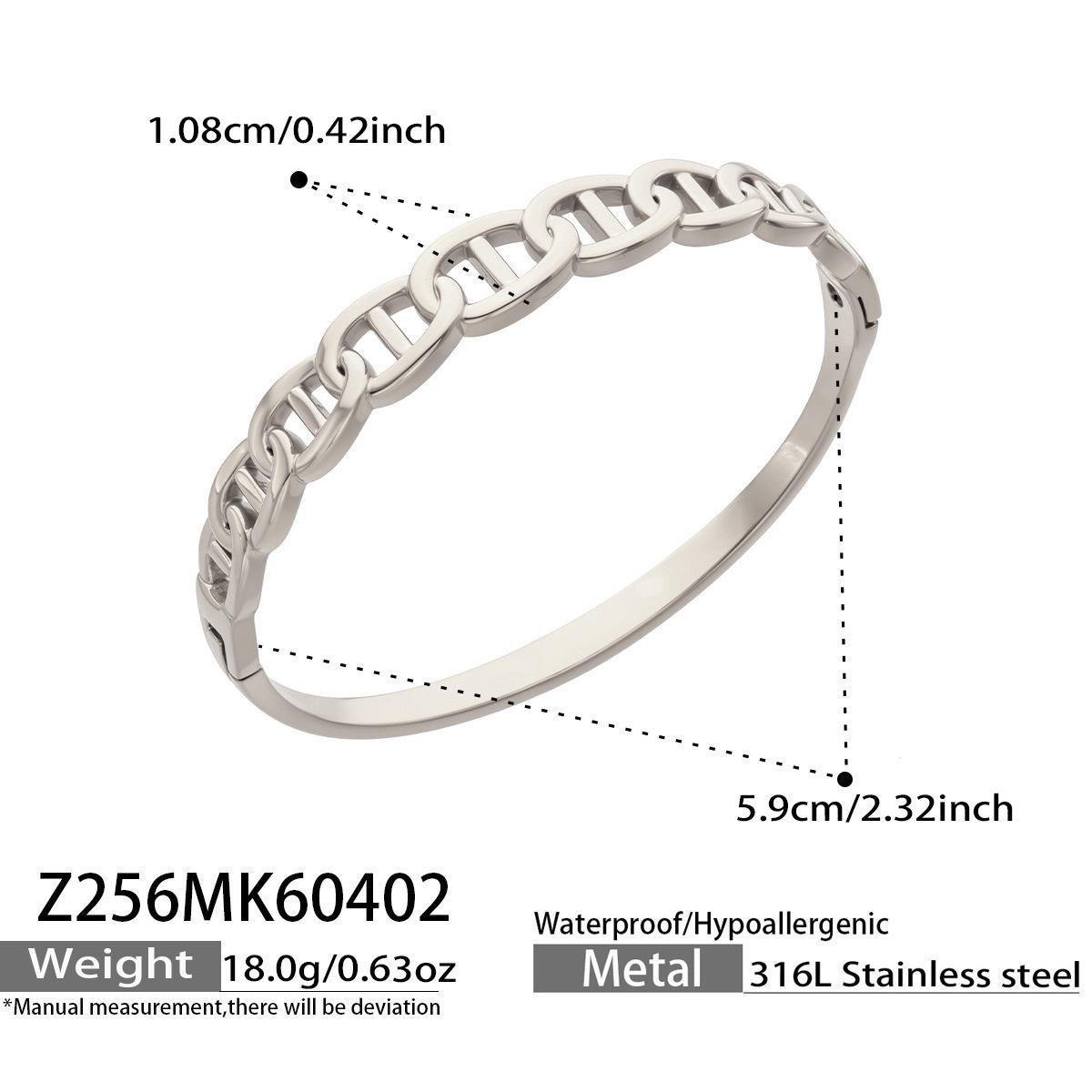 European INS Geometric Micro-Inlaid Zircon Clasp Bracelet, 18K Gold-Plated Stainless Steel.