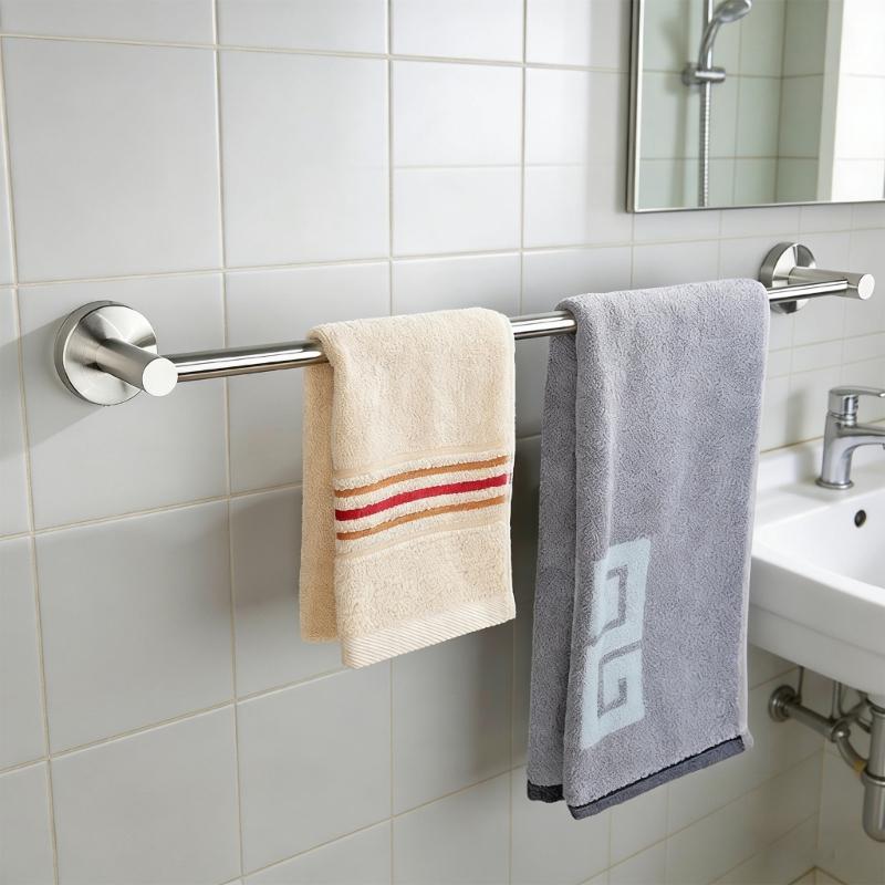 Not Drill Installation Extendable Towel Brackets Steel Bathroom Towel Rack Strong Grip Suction Cups Strong for Home Use