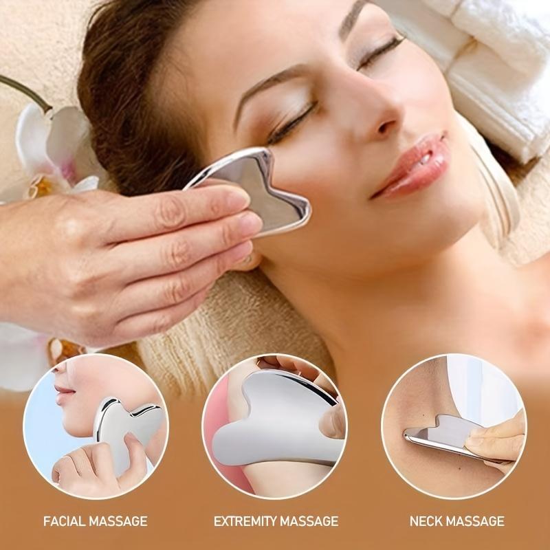 1/4 Pieces Contour Brush Scraping Board Set Women's Lymphatic Contour Facial Brush Stainless Steel Scraping Board