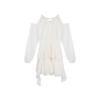 White Long-sleeved Dress Fairy Summer Waist Chiffon Short Skirt Ruffle Leaf Edge Cake A-word Skirt Retro Style