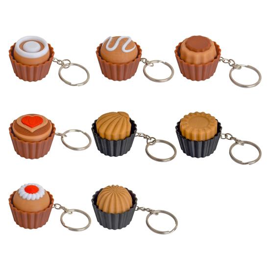 3D-gedruckter Dessert-Klicker-Schlüsselanhänger Stressabbau Cupcake-Dekompressionsknopf Fidget-Schlüsselring Tasche Rucksack Geldbörse Anhänger