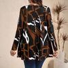 Women's Abstract Geometric Print Long Sleeve Crew Neck Loose Tunic Top