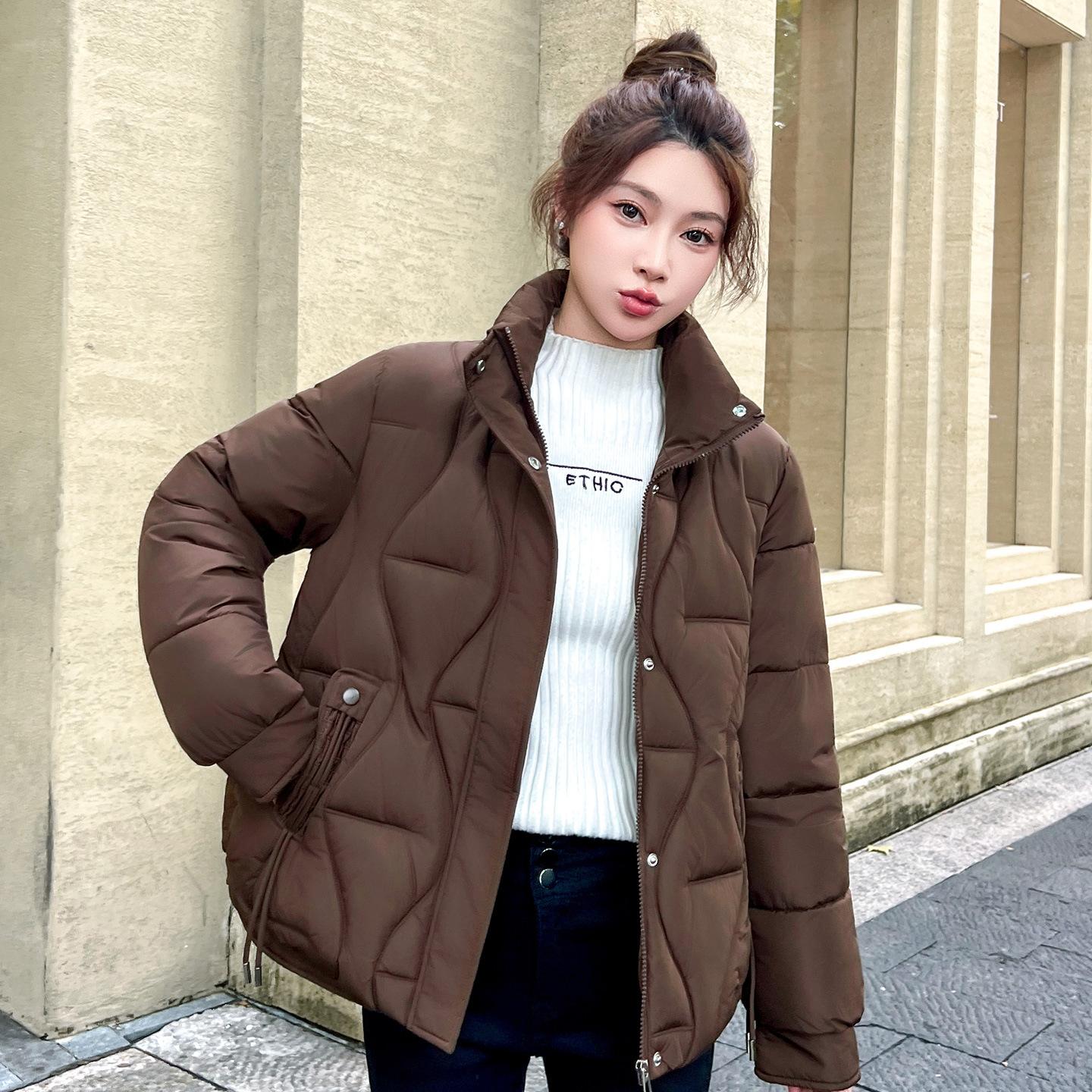 

Women s New Short Down-padded Coat Winter Small Cotton-padded Jacket Western Style Stand-up Collar Slimming Thickened Coat 3XL