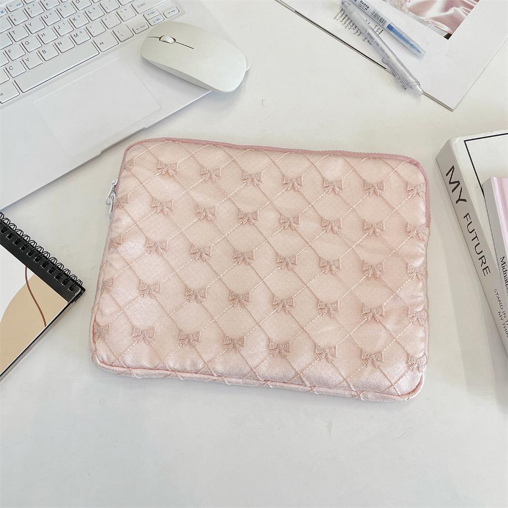 

Embroidery Design Tablet Bag 11/13/15 Inch Clutch Bag Universal Laptop Bag Daily Commute Pink-11inch