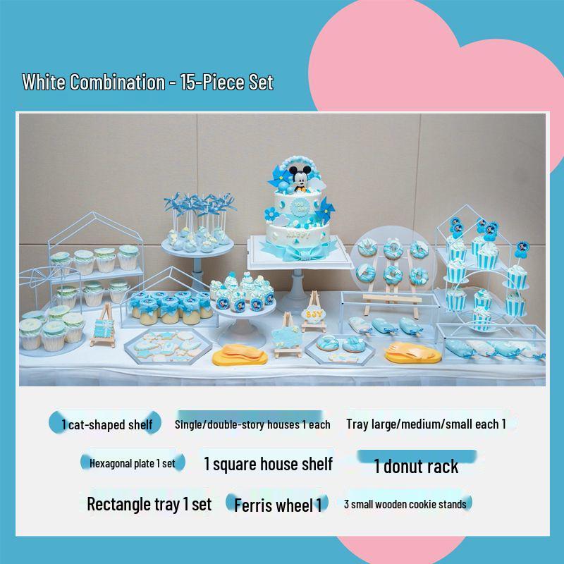 Wrought Iron Cake Stand: White Dessert Table Centerpiece for Weddings and Buffets