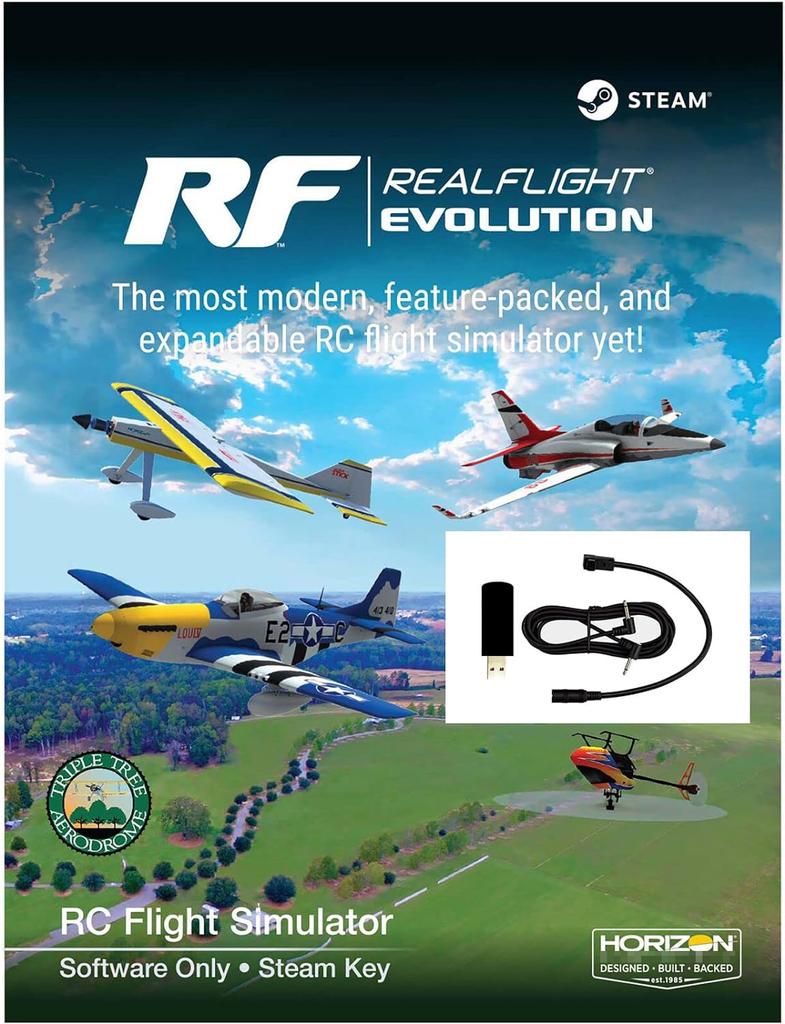 MALTA Real Flight Evolution STEAM-versjon med USB-grensesnitt for sendertilkobling RC flysimulator Real Flight +