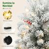 60cm Artificial Mini Christmas Tree with 35 LED Lights, 72 Dense Branches with Snow Ornaments and Green Burlap Base