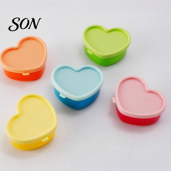 Cute Macaron Colored Boxes 5Pcs Mini Storage Box with Lids, Stackable Plastic Containers, Reusable Containers Heart/Square/Flower Shape Food Organizer