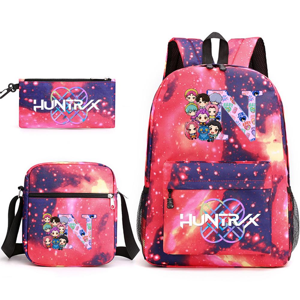3Pcs/set 26 English Letter Printed Backpack with Shoulder Bag Pencil Case for Teenager Student Boy Girl School Bag Large Capacity Bookbag Kid Gift