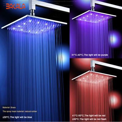 BAKALA 8 10 12 16 Zoll wasserbetriebener Regen-LED-Duschkopf für Badezimmer mit 3 Farben LED-Duschkopf. Chuveiro Led