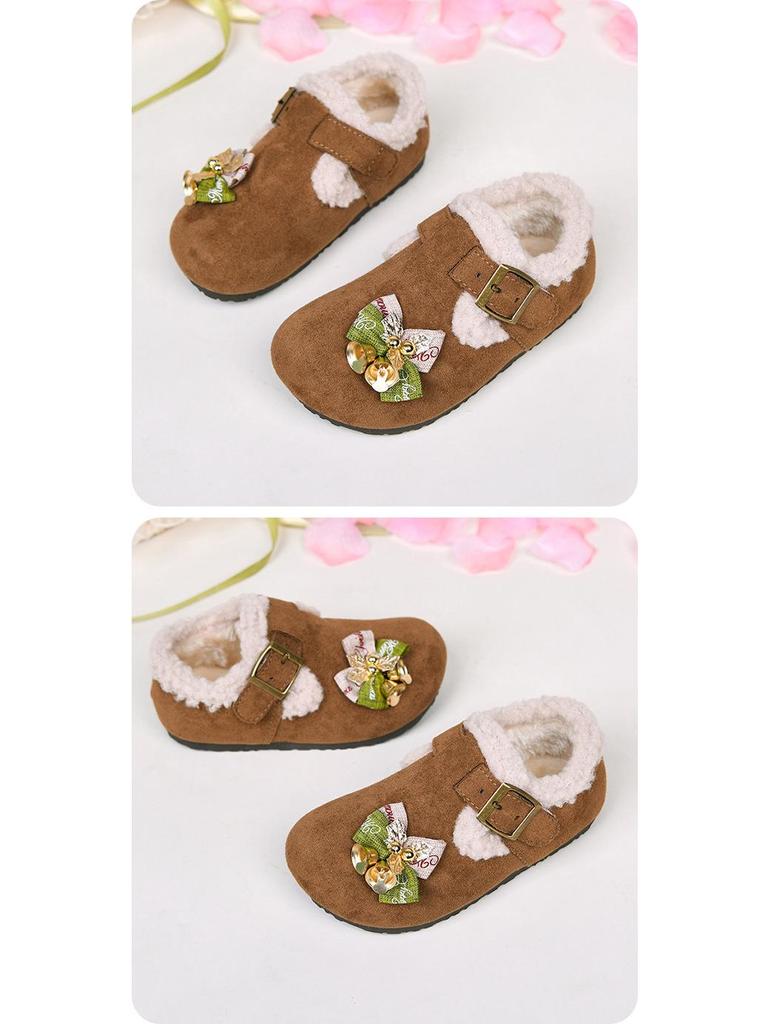 Women's 2025 New Cartoon Fluffy Birkenstock Snow Boots with Thick Sole - Warm and Full Coverage Cotton Shoes