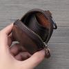 Retro Coin Bag Crazy Horse Leather Small Coins Keys Holder Zipper Pouches Bluetooth Earphone Storage Bags