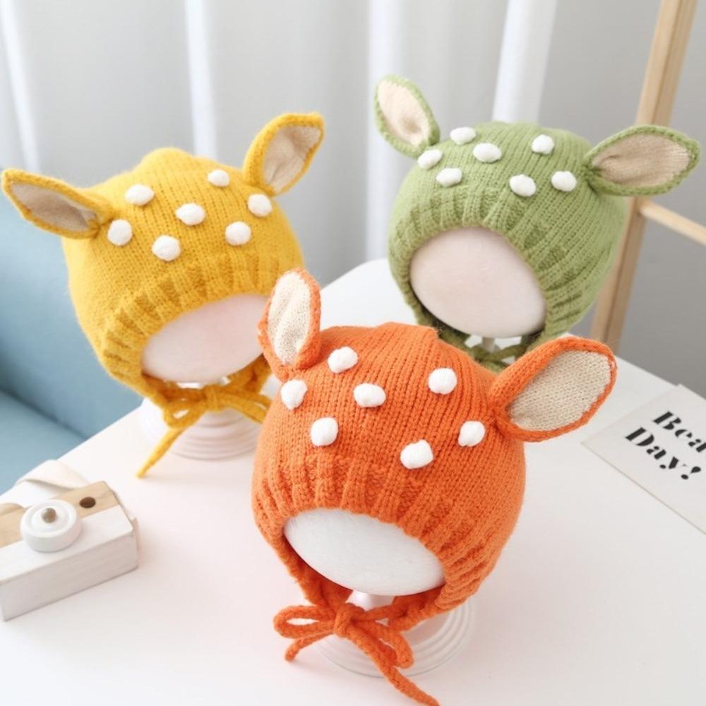 Plush Infant Knitted Hat Cartoon Deer Knitted Cap Cute Baby Beanie Cap Boy and Girls