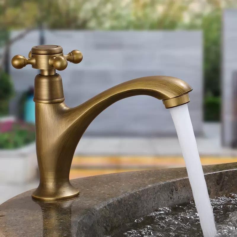 Один холодный смеситель Античная латунь Настенный смеситель для раковины Холодный смеситель Однорычажный холодный смеситель для раковины Уличный смеситель