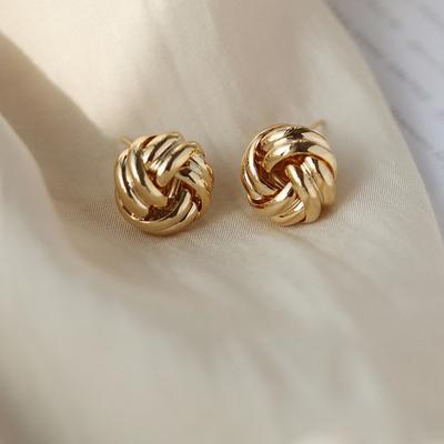 1 Par Brincos Vintage de Metal Torcido Tricotado Nó Bola Brincos de Pino Para Mulheres Design Feminino Brincos de Barbante Joias Presentes