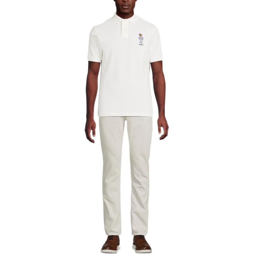 Polo Ralph Lauren Patterned Mesh Short Sleeve Polo Shirt Men tops White 710967444-001