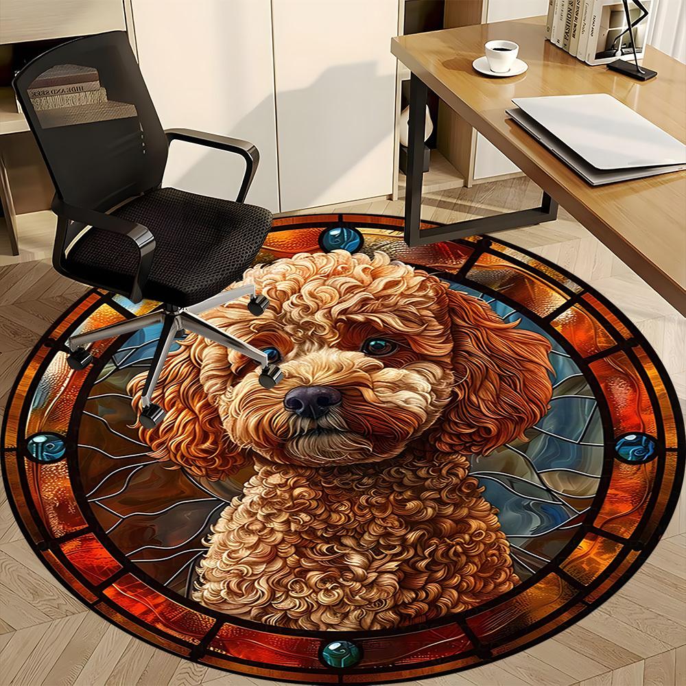 1pc Stained Glass Dog Chair Carpet for Office Non-Slip, Machine Washable Rug for Office - Holiday DecorMachine Made yy251029057