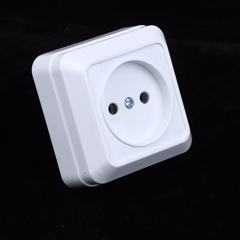 1Pcs 10A Eu Standard Electrical Outlett Ground Vintage Surface Power Socket Plugs Flame Retardant Plastic Wall Mount Socket