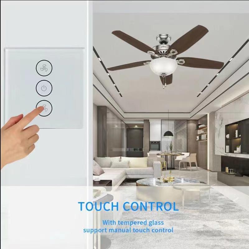 WiFi Smart Home Fan Speed Control Switch with App Timer & Alexa Voice for Ceiling Fans