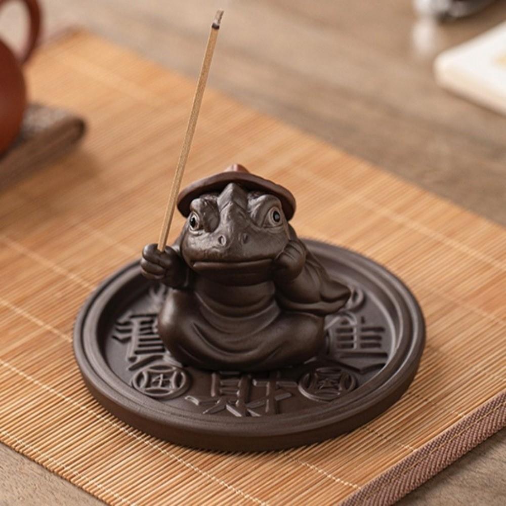 Zen Chinese Style Ceramic Toad Incense Burner Toad Fairy Incense Stick Burner Purify Air