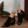 Fashion 2025 New Women Sandals Chunky High Heels Open Peep Toe Women Shoes Buckle Back Zipper