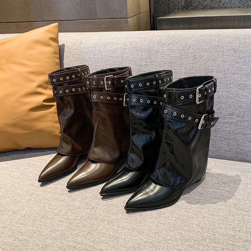 American Spice Girls Belt Buckle Pants Boots Short Boots Women's Boots 2025 Early Autumn New Niche Design Short Boots Western Boots