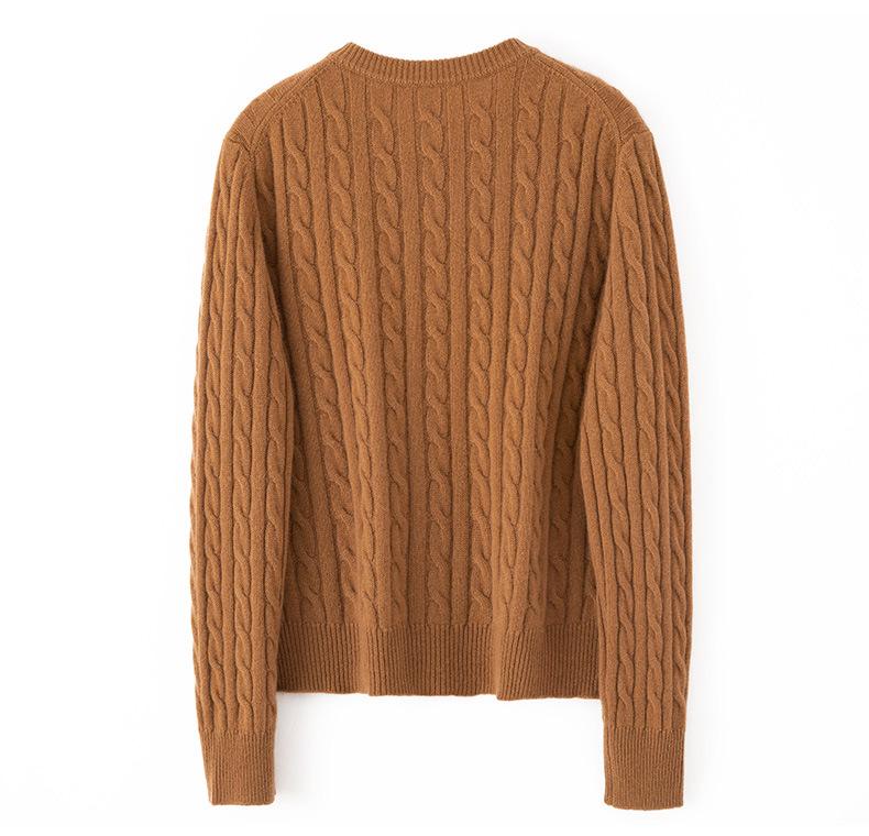 2024 Autumn/Winter Women's Versatile Cable Knit Cashmere Cardigan Sweater