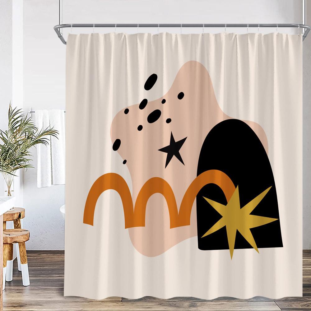 

Abstract Geometric Shower Curtain Mid Century Flower Leaf Nordic Minimalist Bathroom Decor Modern Polyester Bathtub Curtain 90x180cm-35x70in