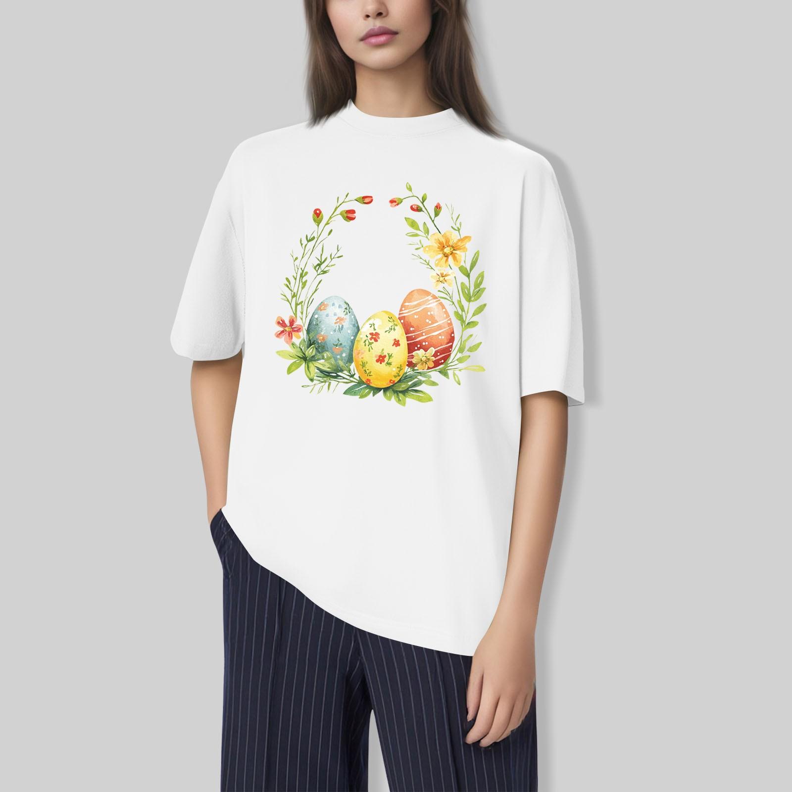 

Чоловіча та жіноча повсякденна вільна футболка з принтом, пуловер з круглим вирізом і короткими рукавами XL жовтий