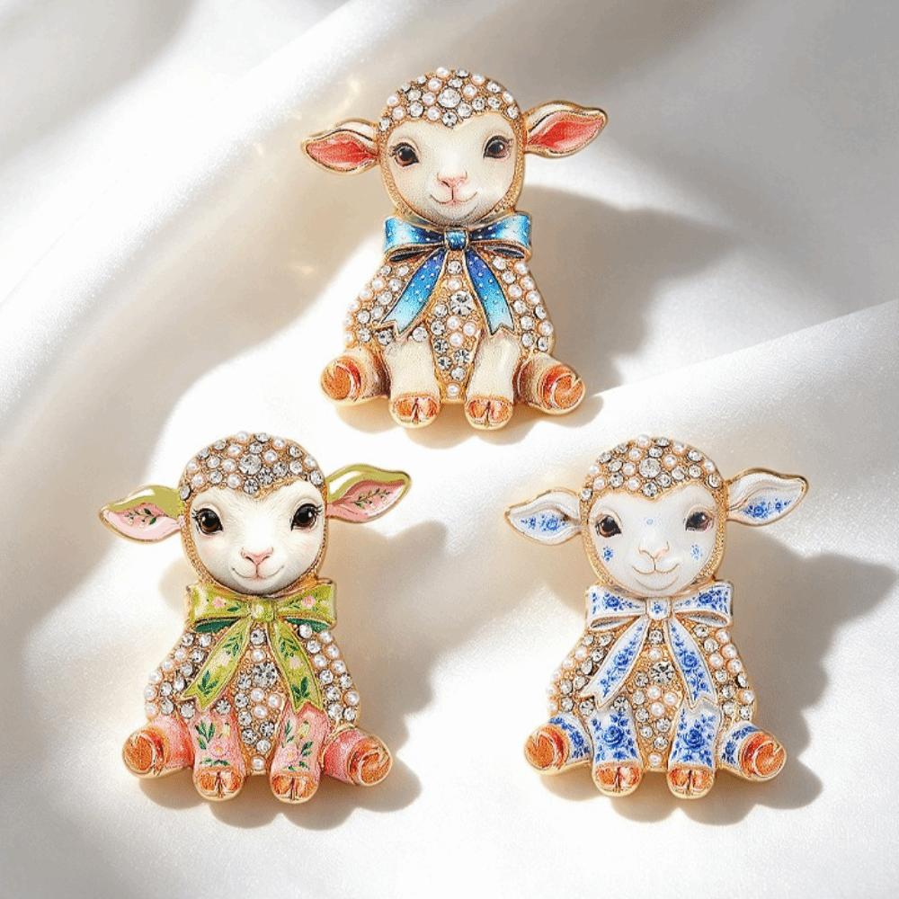 Sheep Shape Lapel Pin Bowknot Decor Pin Fashion Metal Pin Gift