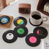 Retro Vinyl Record Non-slip Coaster - Round ABS Plastic Coffee/Tea Cup Mat with Heat Insulation