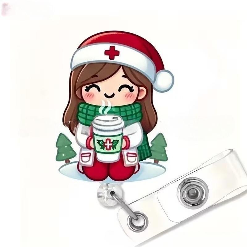 Fivela retrátil médica dos desenhos animados médico enfermeira licença de trabalho cordão criativo fácil de puxar fivela certificado marca nome