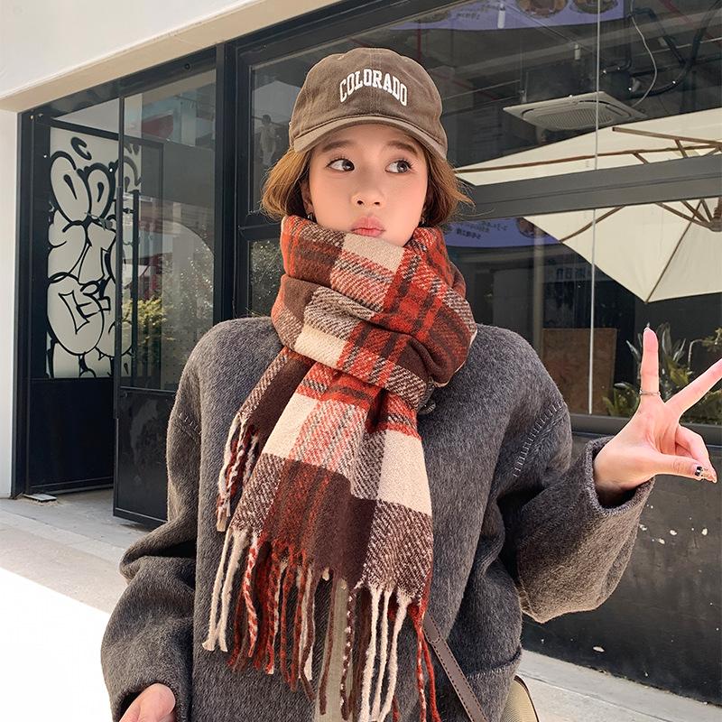 Fleece-Like Cashmere Scarf High-End Women's Autumn Winter Thickened Versatile Shawl Neck Warmer