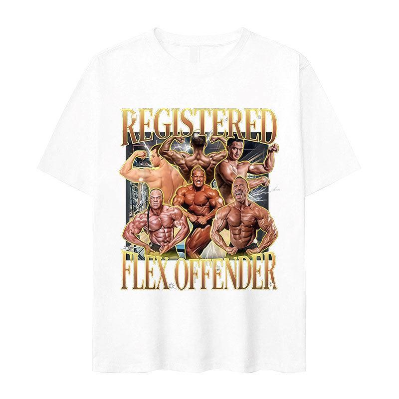 Lustiges Registrierter Flex-Straftäter Meme T-Shirt Unisex Retro Oversized Kurzarm T-Shirt Mode Hohe Qualität Baumwolle T-Shirts Streetwear