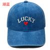 New LUCKY love embroidered baseball cap washed retro fashion men's and women's casual versatile cap