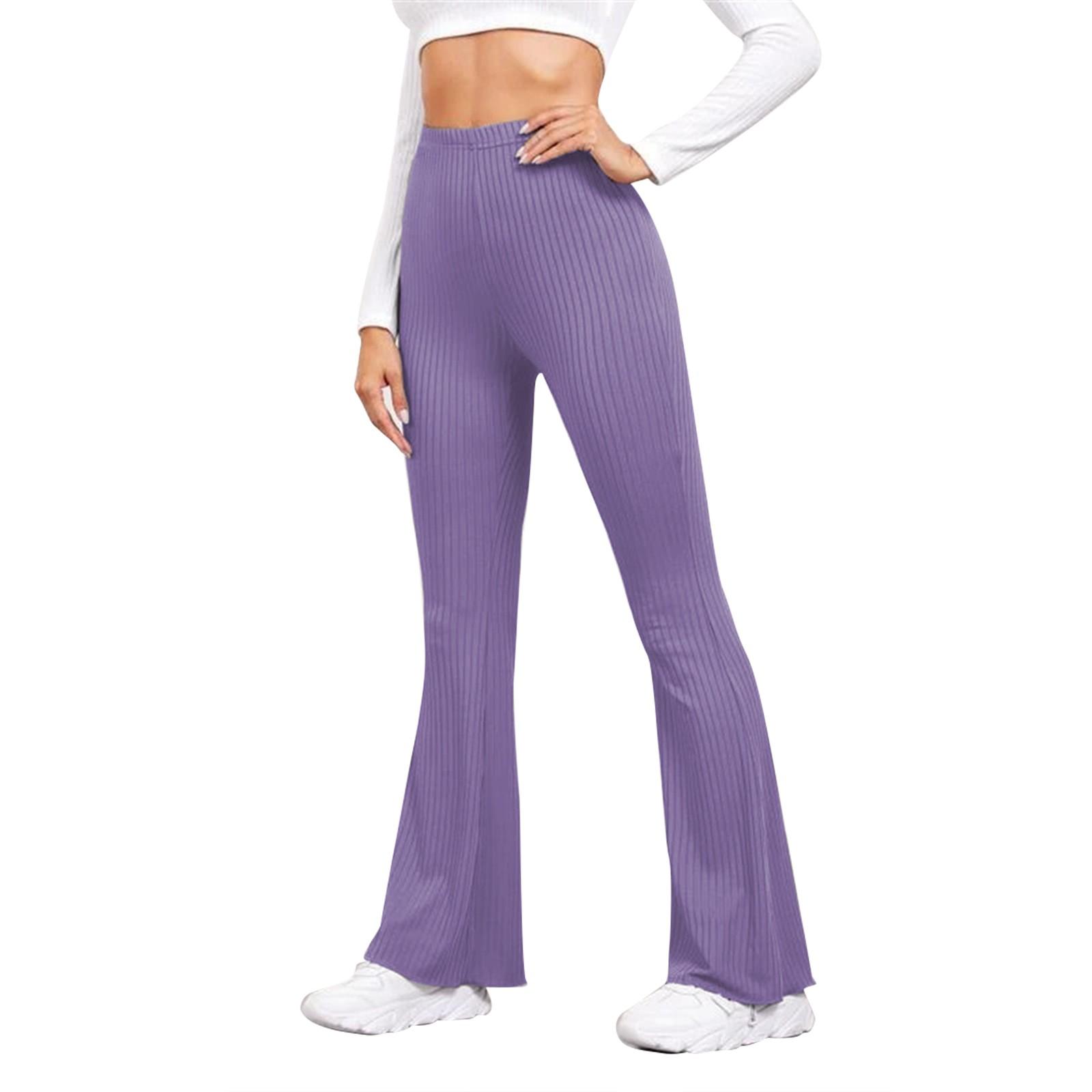 

Женская мода в расклешенных штанах для йоги с высокой талией, новые утягивающие полосатые спортивные штаны XL фиолетовый