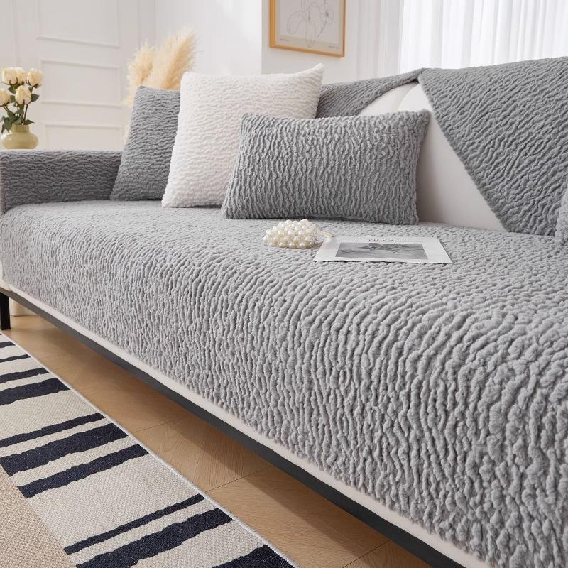 Lamb Down Sofa Cushion Universal Healing System Leather Sofa Cover Cover Non-slip Cushion Back Cover Cloth Towel.