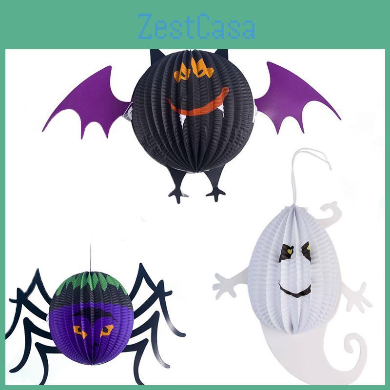 Durable Halloween Paper Lantern Pendant Featuring Realistic 3d Spider Bat Ghost Designs