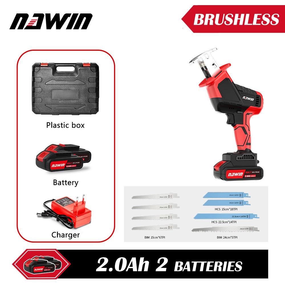 NAWIN 20V Reciprocating Saw Brushless Cordless Portable Metal Wood Cutting