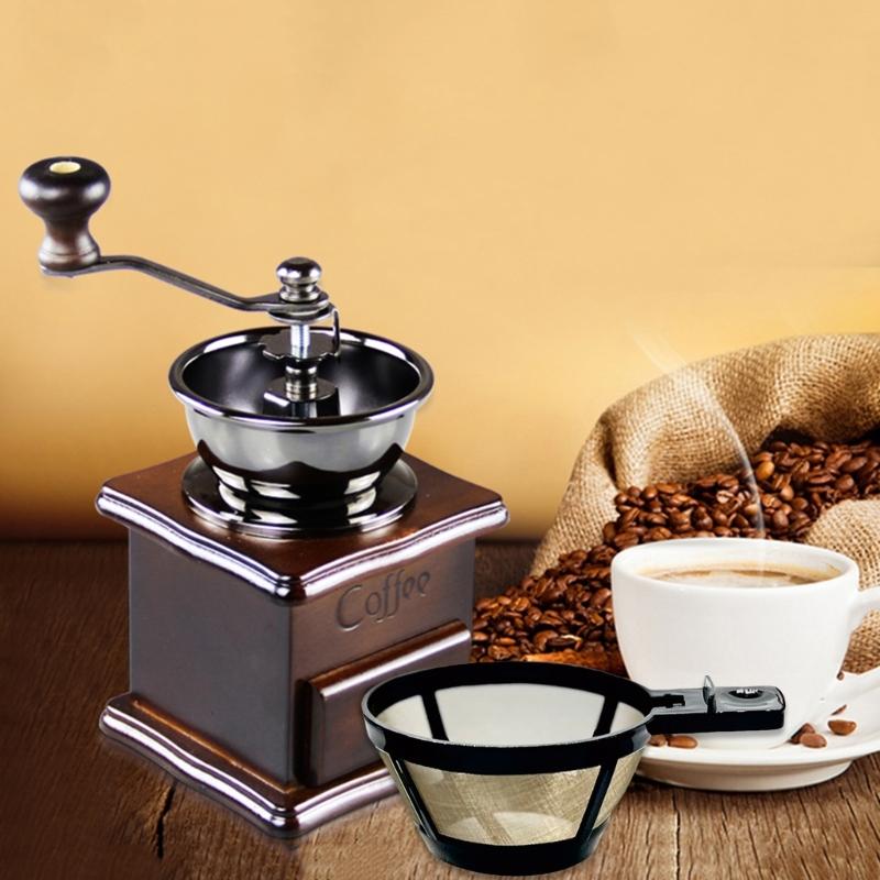 4 Stück Wiederverwendbarer Kaffeefilterkorb Metall Kaffeefilterkorb Sieb Hergestellt für Große Aromaextraktion