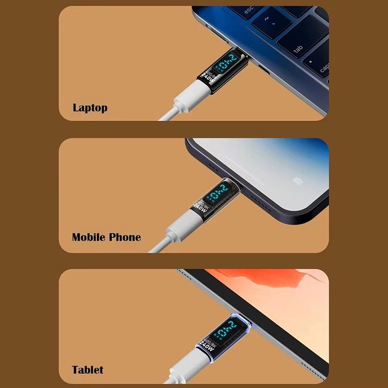 1Pc Digital Led Display Pd240W Usb4.0 40Gbps Type C To C Otg Adapter Converter 8K@60Hz 5A Fast Charging Cable For Laptop