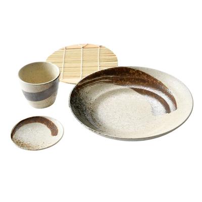 Setomono Honpo Shino Sabi Brushed Soba Set Choko 4-Piece [Soba (Cup)][Soba Plate]