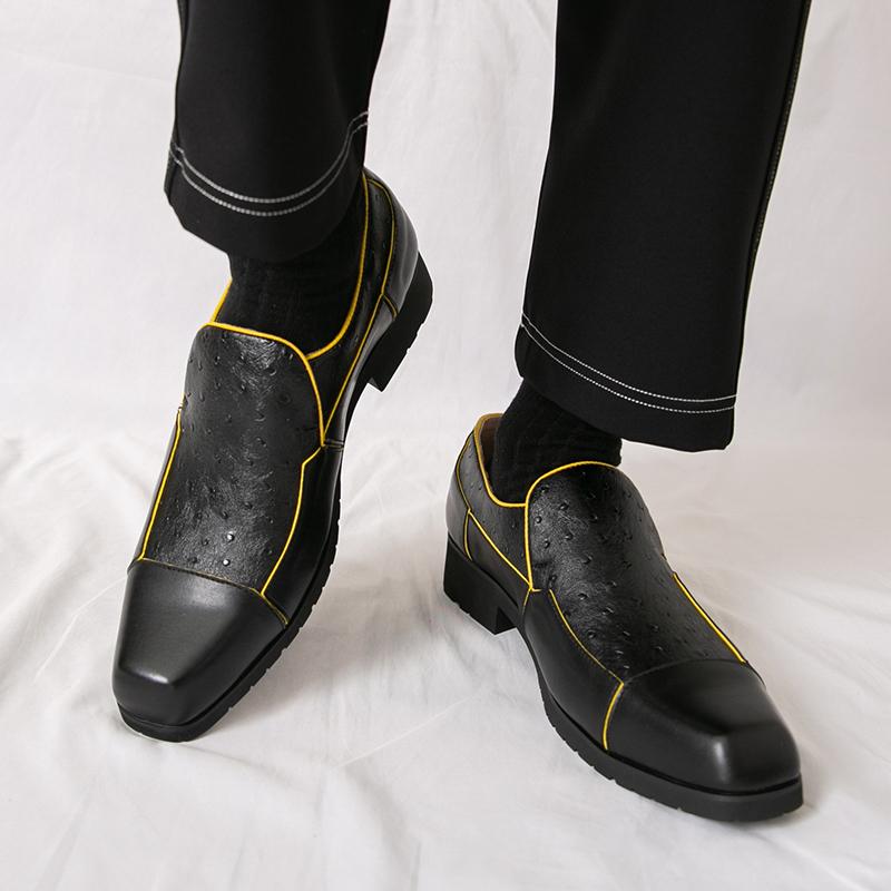 Fashionable Square Toe Men'S Leather Casual Shoes Large-Sized Business Office Leather Shoes Soft And Comfortable Quality Loafers