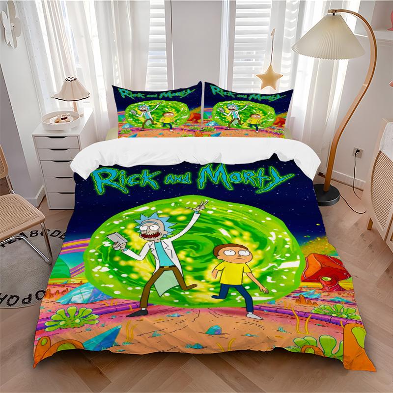 Rick Morty Adventure Print 3Pcs Bedding Setduvet Cover With 2 Bedropillowcase Home Birthday Gift
