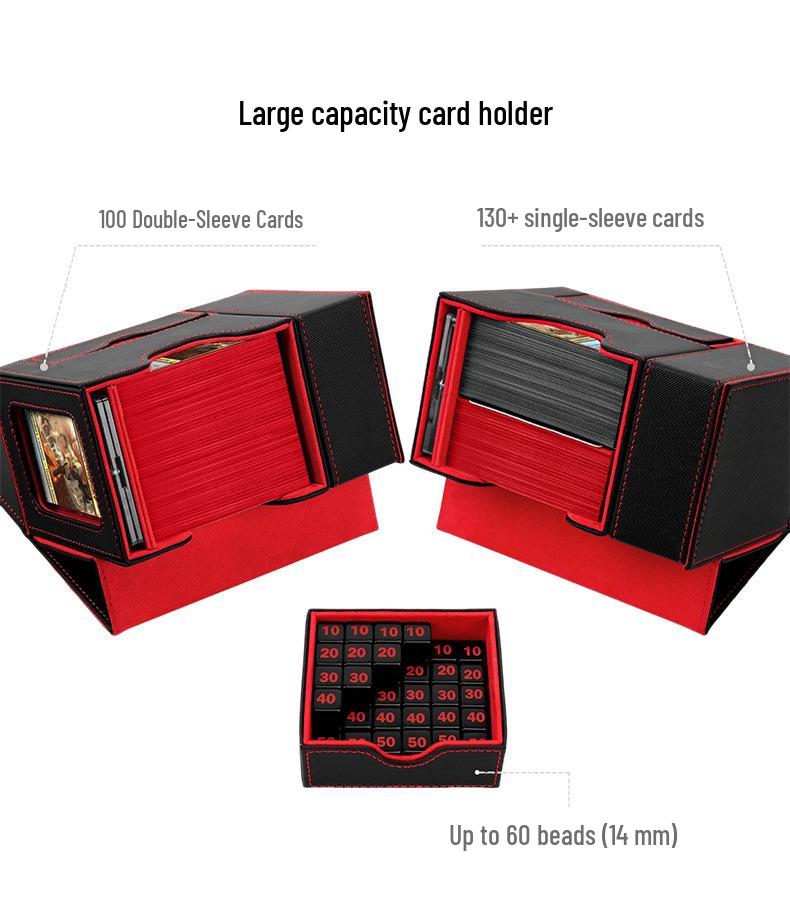 PU Window Opening Dice Tower Card Storage Box - Drawer-Type, Multi-functional for TCG Pokémon Board Games