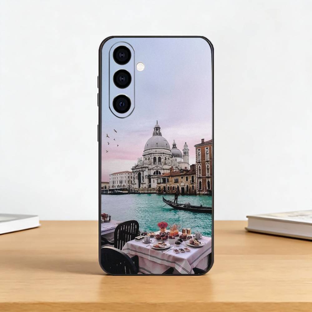 Beabtiful Water City Venice Phone Case For Samsung Galaxy A73,A72,A71,A70,A53,A52,A51,Soft Silicone Black Cover