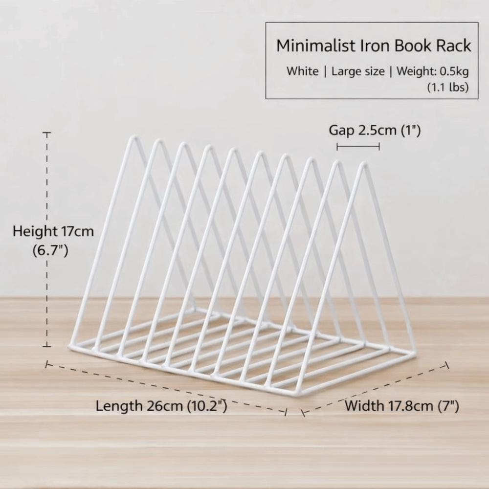 Ins Style Triangle Bookcase Iron Art Desktop Magazine Storage Rack New Storage Shelf Household