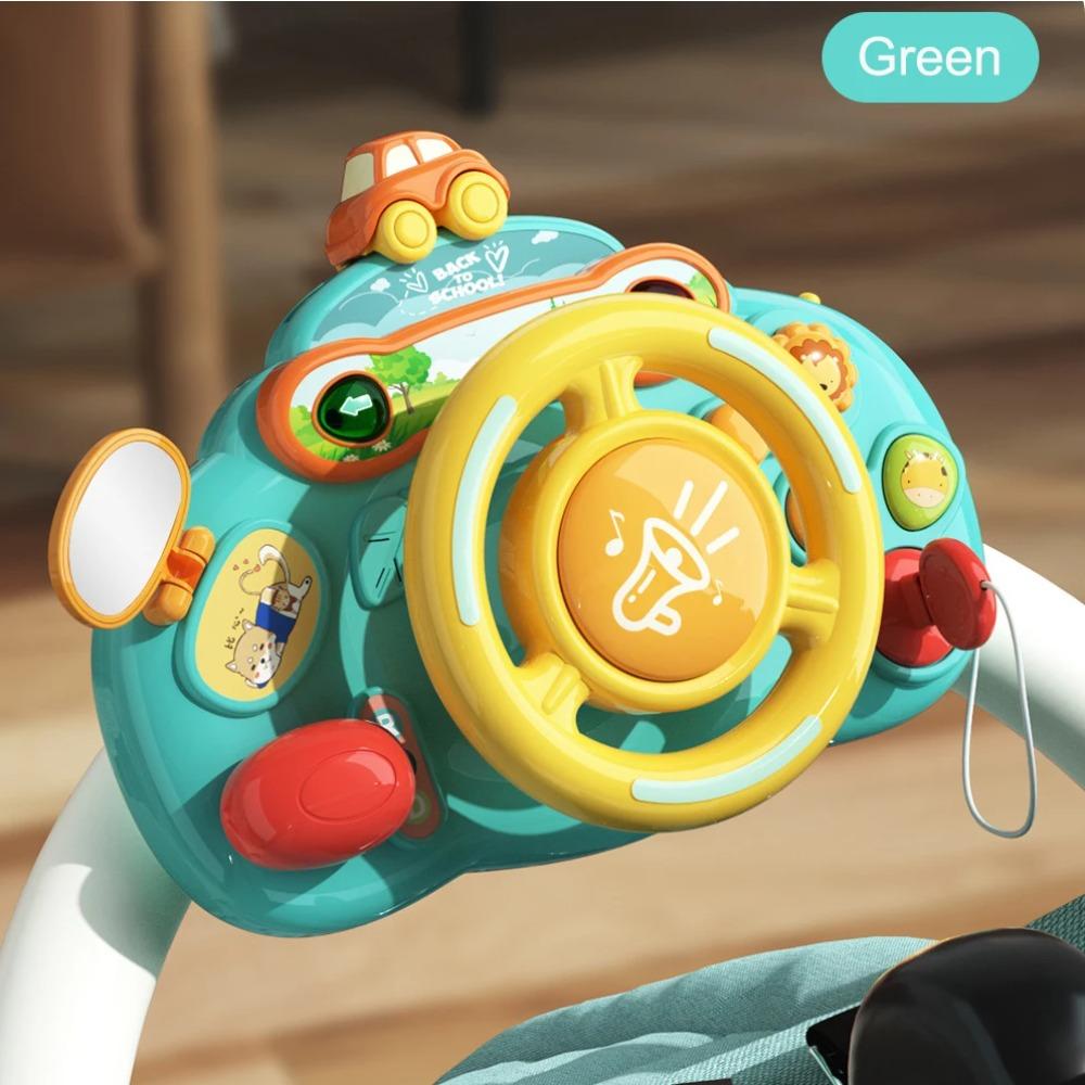 Baby Electric Simulate Driving Car Copilot Steering Wheel Early Educational Stroller Driving Musical Toys for 0-36months Toddler