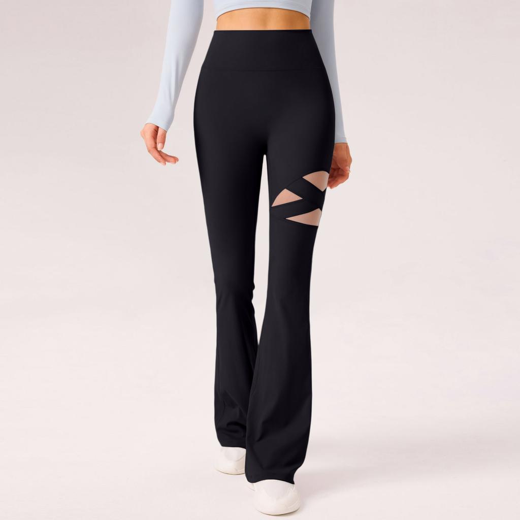 Women's High-Waisted Butt-Lifting Slightly Flared Openwork Breathable Slimming Yoga Leggings