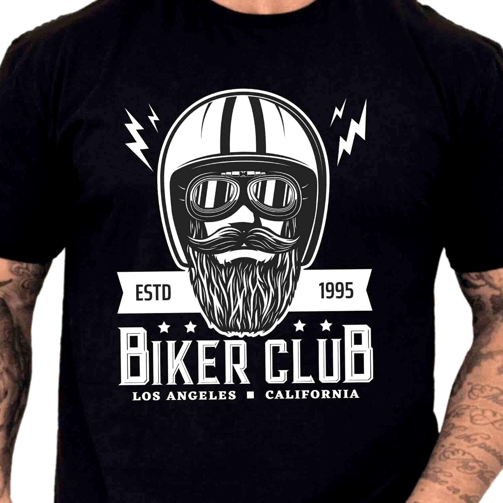 Biker Club T-Shirt Bearded Skull Helmet LA California Motorcycle Graphic Tee XXL